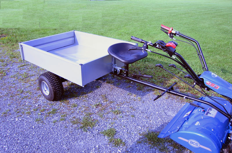 Lisa Driving a BCS  Dump Utility Cart  Attachment for BCS tractors